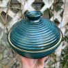 blue green stripe jar