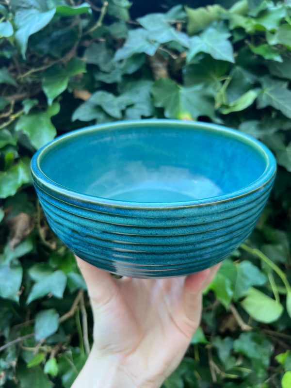 blue green stripe bowl