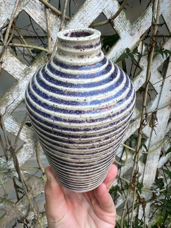 purple stripe bud vase