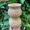 yellow speckle carved vase