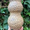 yellow speckle carved vase