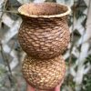 yellow speckle carved vase