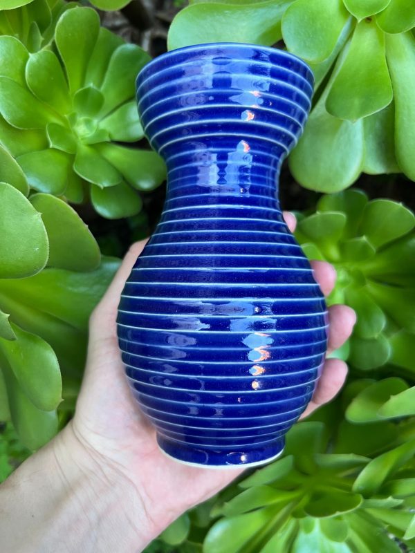 dark blue stripe vase