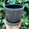 black carved planter