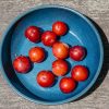 wide blue serving bowl