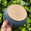 wide blue serving bowl