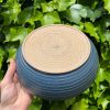 wide blue serving bowl