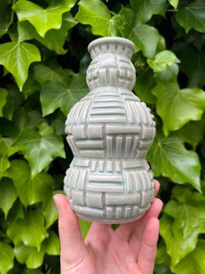 celadon patterned bud vase