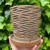 brown celadon wave planter