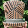 brown celadon patterned planter