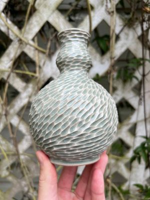 celadon carved bud vase