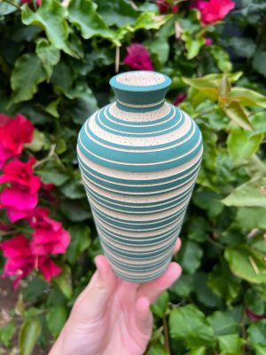 green speckle strip bud vase