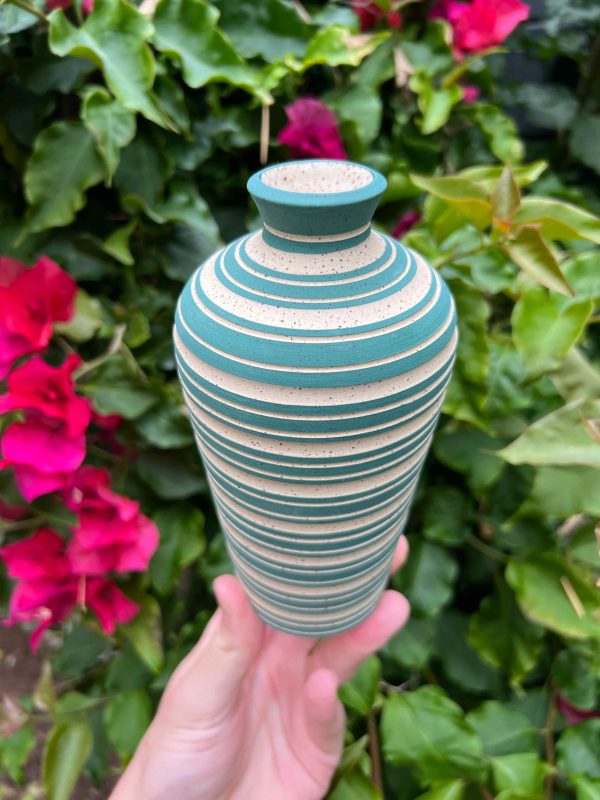 green speckle strip bud vase