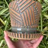 brown celadon patterned planter