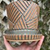 brown celadon patterned planter