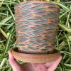 brown celadon wave planter