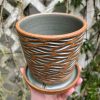 brown celadon wave planter