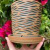 brown celadon wave planter