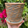brown celadon wave planter