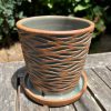 brown celadon wave planter