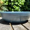 wide blue serving bowl