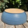 wide blue serving bowl