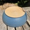 wide blue serving bowl
