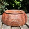 wide orange serving bowl