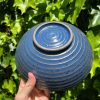 tall blue speckle serving bowl