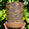 brown celadon wave planter