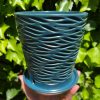turquoise orchid pot