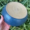 wide blue serving bowl