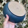 wide blue serving bowl