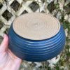 wide blue serving bowl