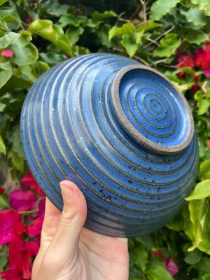 tall blue speckle serving bowl