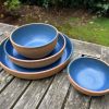 brown blue bowl set