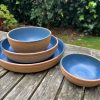 brown blue bowl set