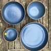 brown blue bowl set