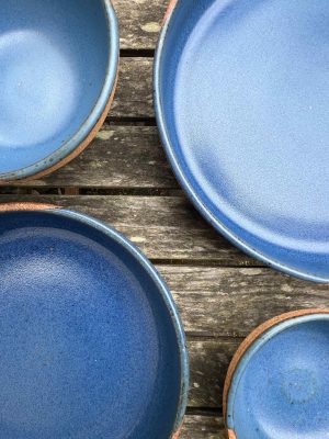 brown blue bowl set