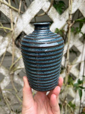 blue stripe bud vase