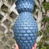 blue square vase