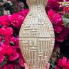 yellow patterned vase